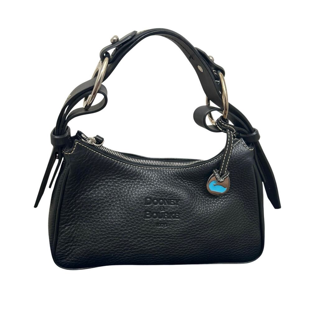 Dooney & Bourke Y2K Pebbled Leather Hobo Bag Medium Black Slouchy Shoulder Purse